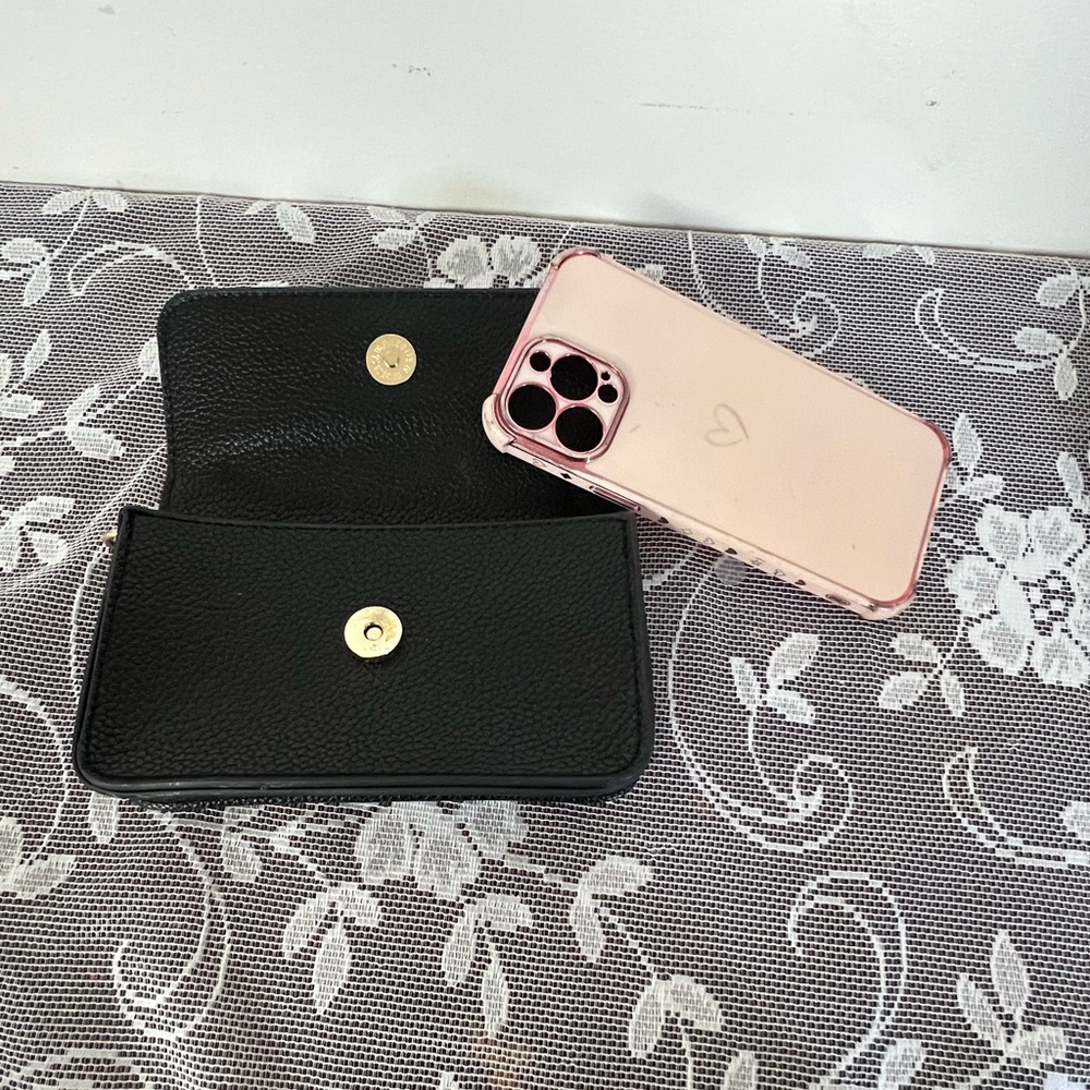 DKNY Pink Transparent Bumper Phone Case with Heart Accent